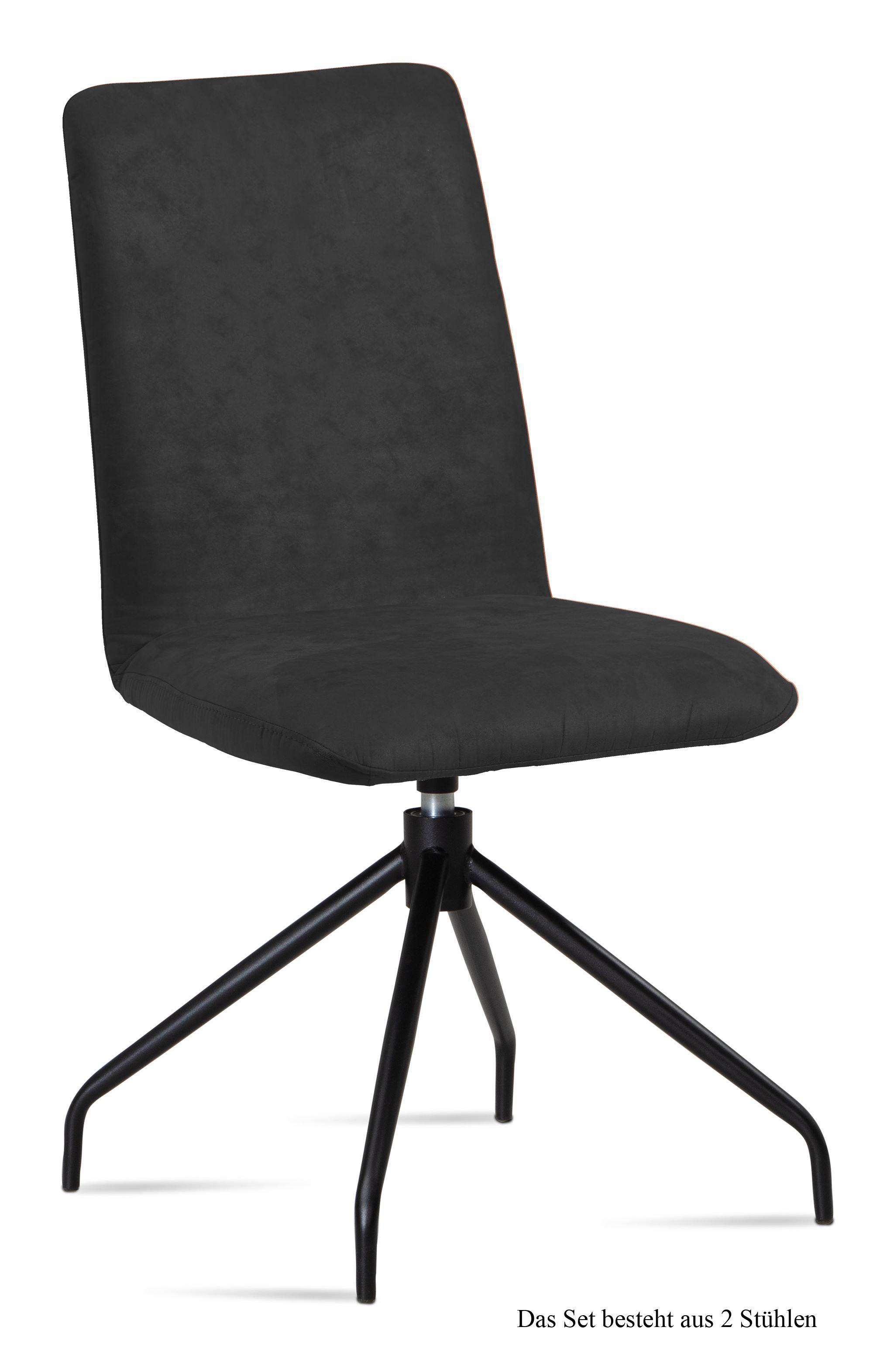 ESSZIMMERSTUHL drehbar (2er-Set) Divona 47x92x60 Schwarz/Anthrazit - Anthrazit/Schwarz, Kunststoff (60/92/47cm) - 58aufmkessel