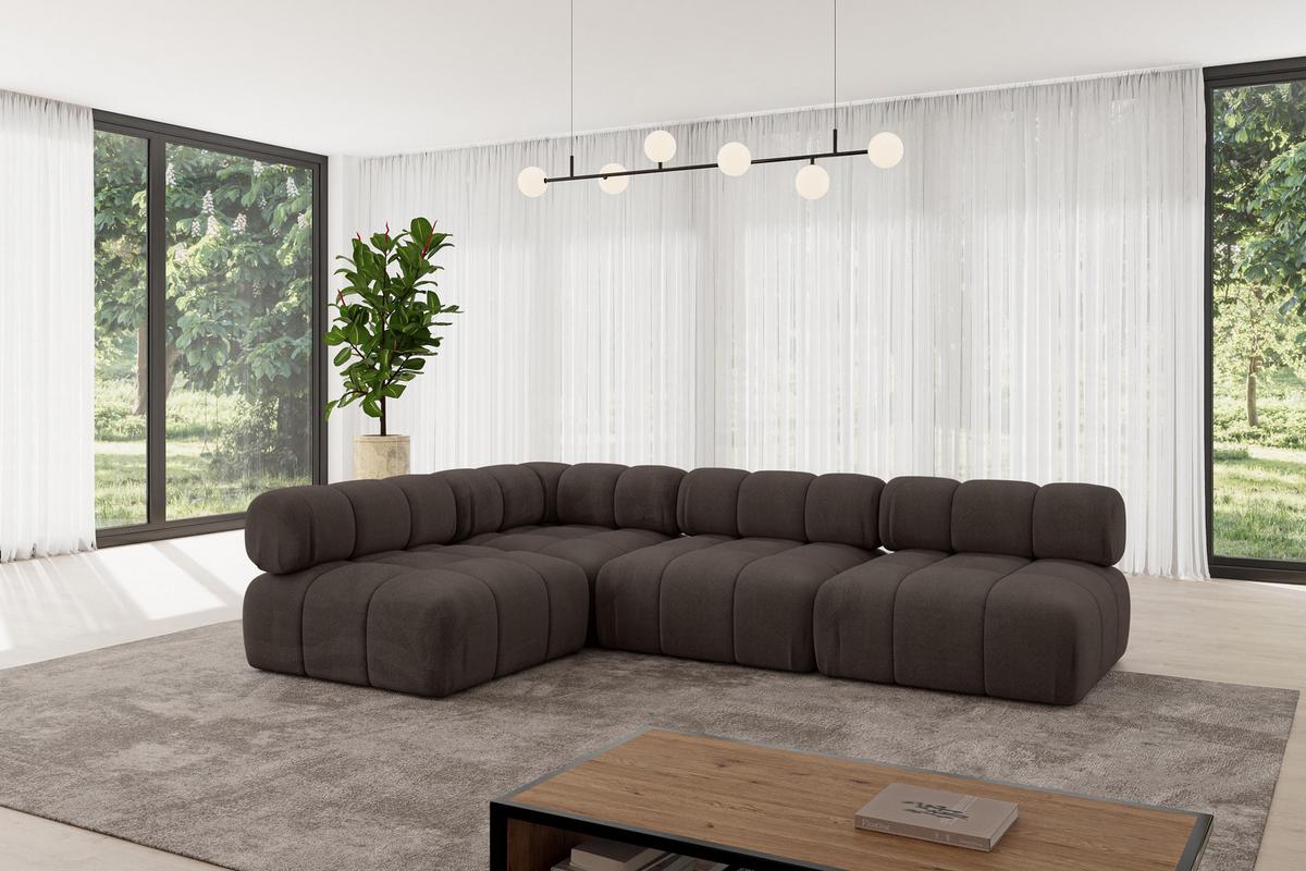 ECKSOFA modulares Sofa Samaro-L2 - 285x190x70 cm Braun Velours - Braun, Holzwerkstoff/Textil (285/190cm) - ALTDECOR