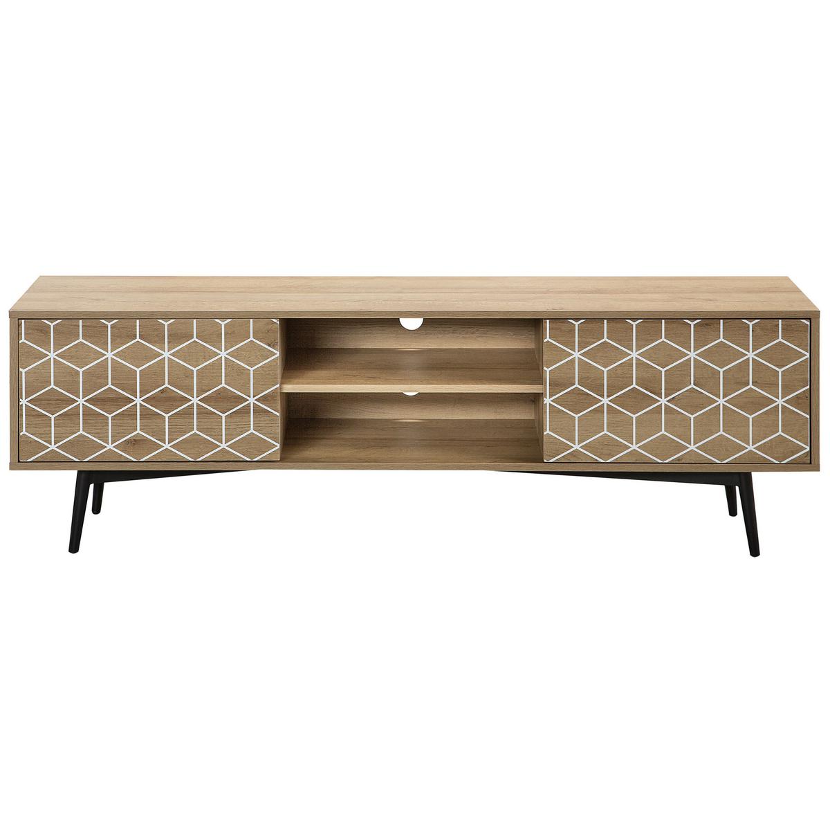 TV-MÖBEL Hellbraun, Weiß TORVI 40/160/50 cm - Hellbraun, Holzwerkstoff (160/50/40cm) - Beliani