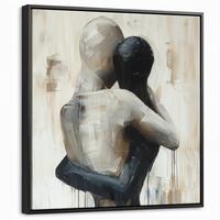 LEINWAND Bilder mit Rahmen - Abstrakt - Liebe - Schwarz und weiß - Modern - 50x50 - Schwarz, Textil (50/50cm) - MuchoWow