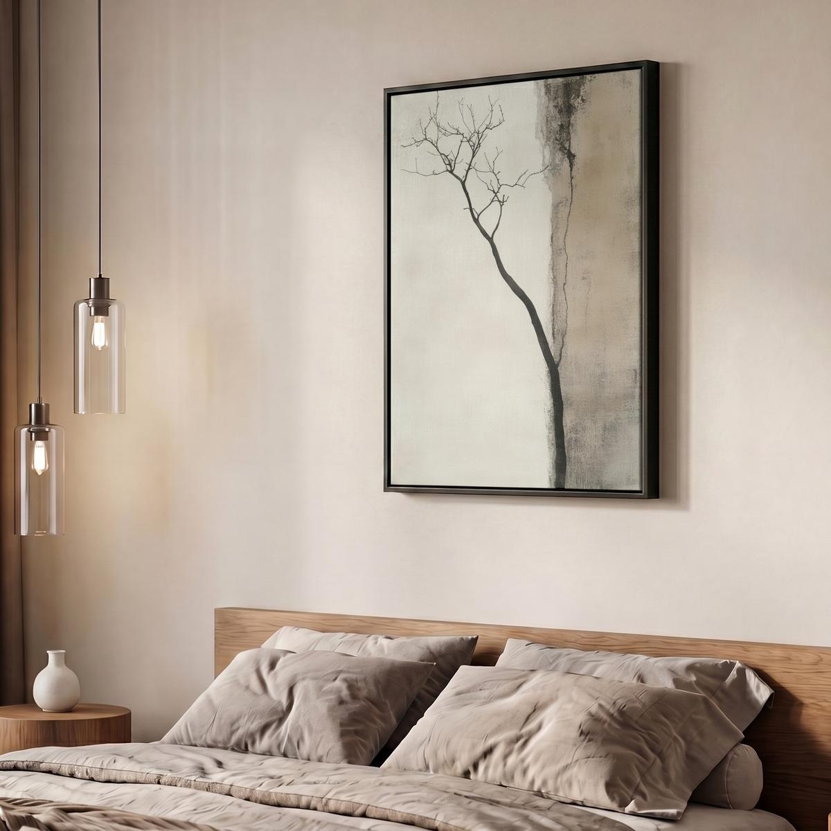 LEINWAND Bilder mit Rahmen - Wabi sabi - Pflanze - Beige - 50x70 - Taupe, Textil (50/70cm) - MuchoWow