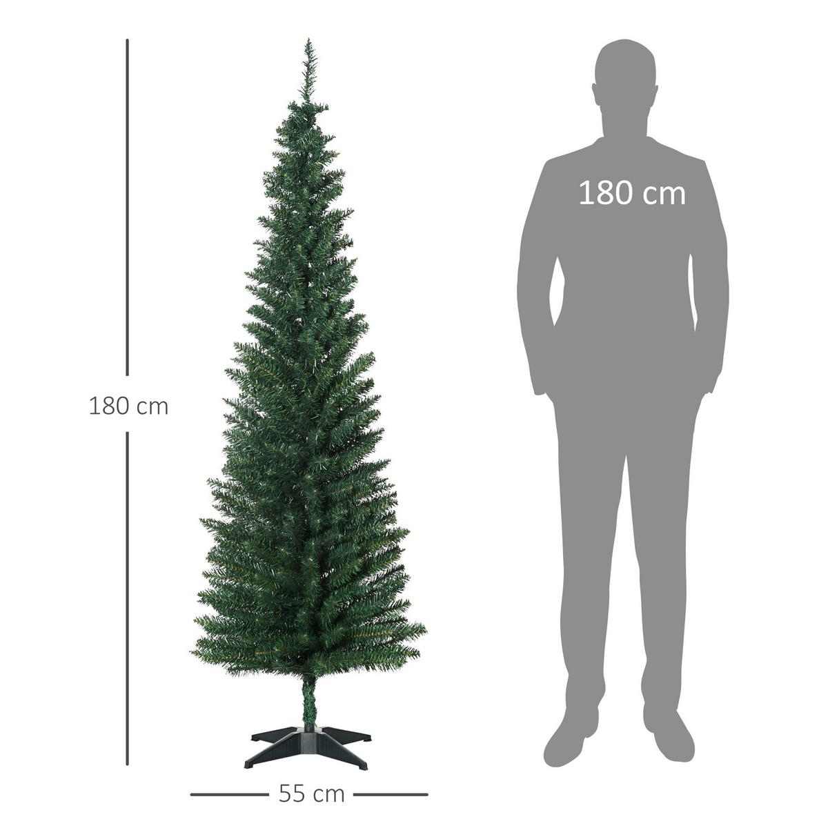 WEIHNACHTSBAUM 390 Spitzen Tannenbaum mit Kunststoffständer Grün - Grün, Kunststoff (180cm) - HOMCOM