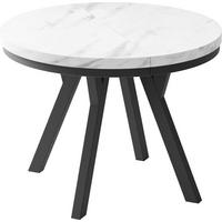ESSTISCH Lume runder ausziehbarer, Weißer Marmor 100-200/100/76 cm - Ecru/Schwarz, Holz/Holzwerkstoff (100/200/76cm) - WFL GROUP