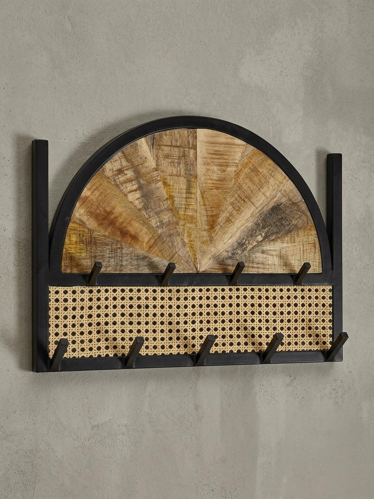 WANDGARDEROBE Mango Massivholz Rattan Metall Modern - Braun, Holz/Metall (53/40/8cm) - KADIMA DESIGN