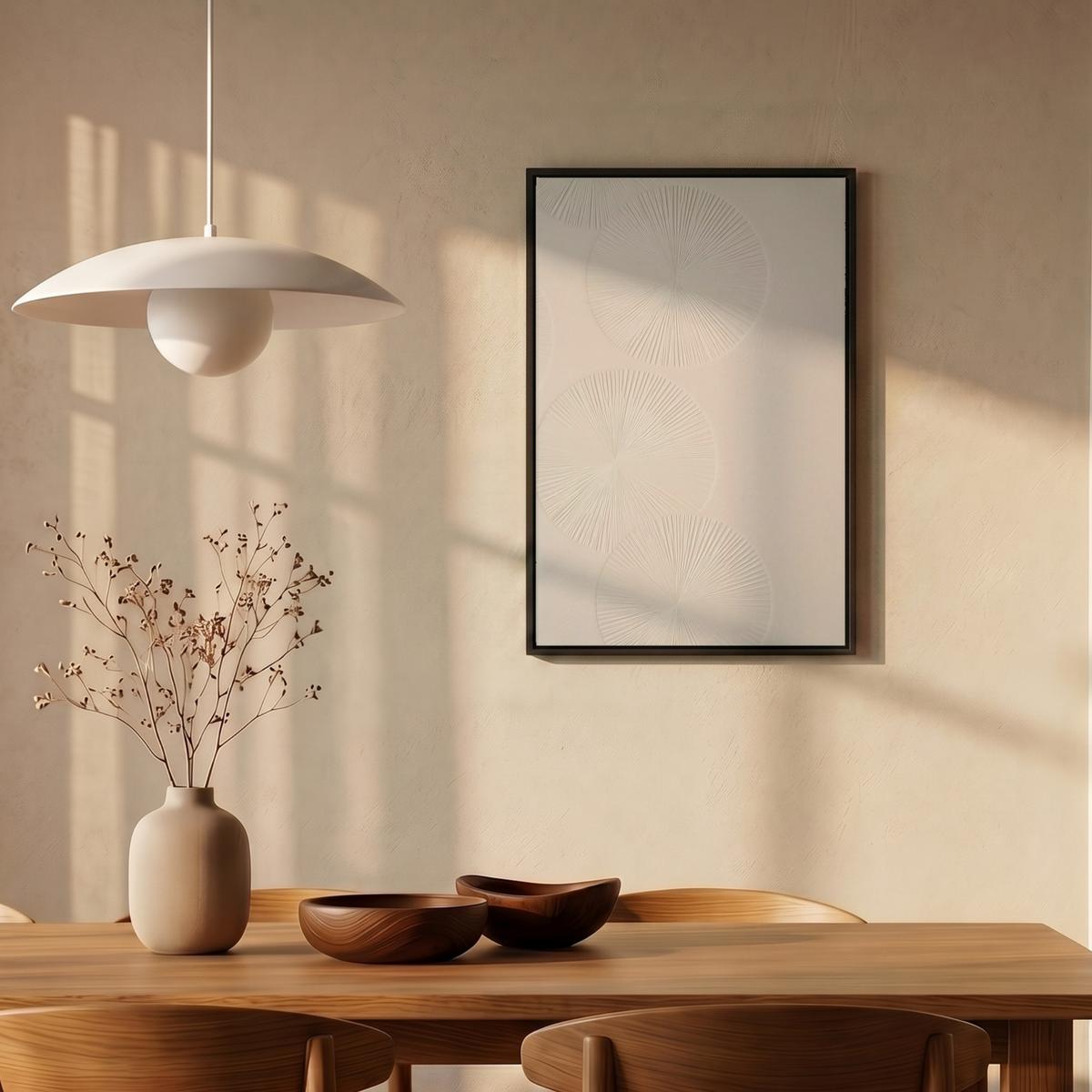 LEINWAND Bilder mit Rahmen - Japandi - Beige - Modern - 40x60 - Ecru, Textil (40/60cm) - MuchoWow