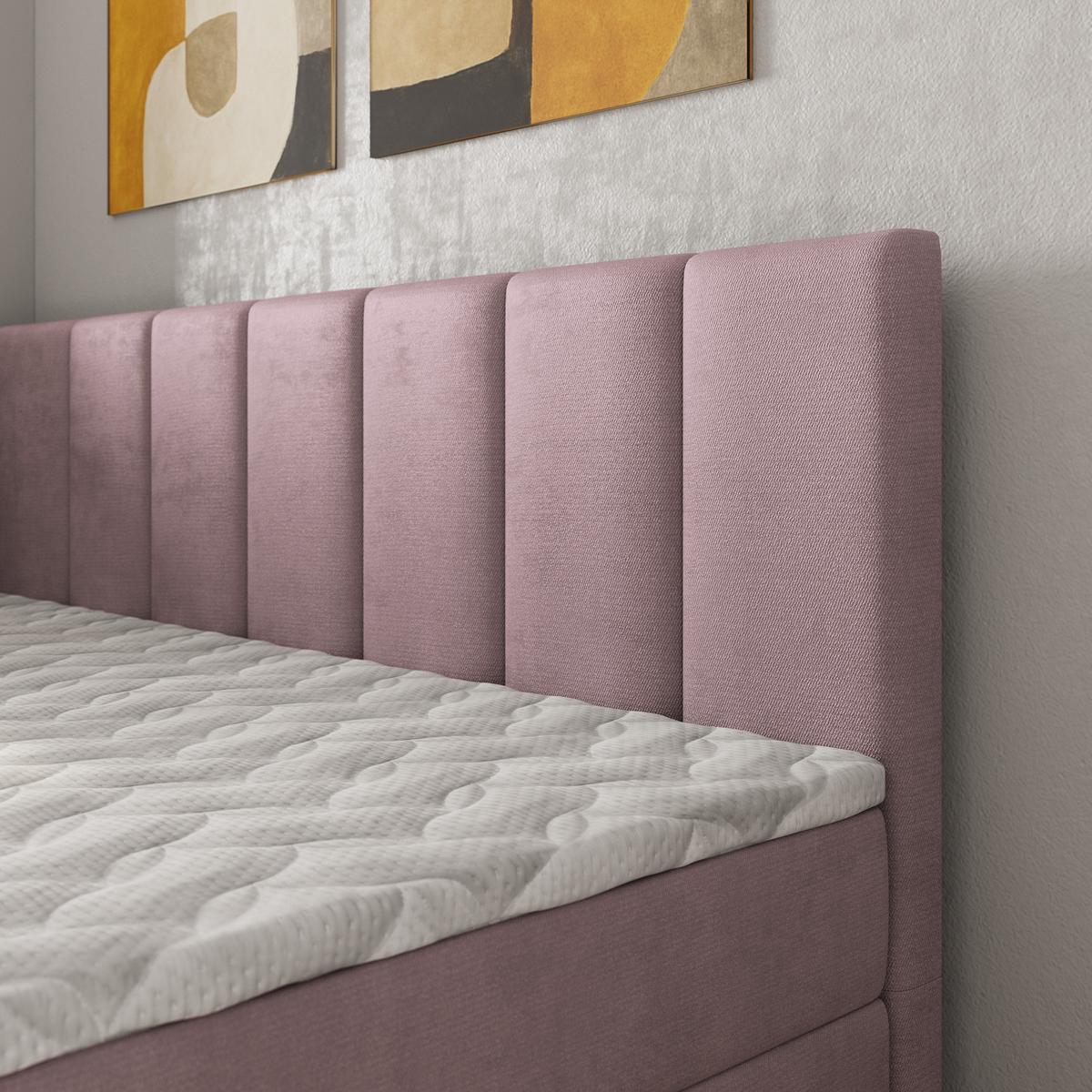 BOXBETT BEVE 90x200 cm mit Matratze und Topper, H2+H3 - Rosa - Rosa, Holz (90/200cm) - MASSENO