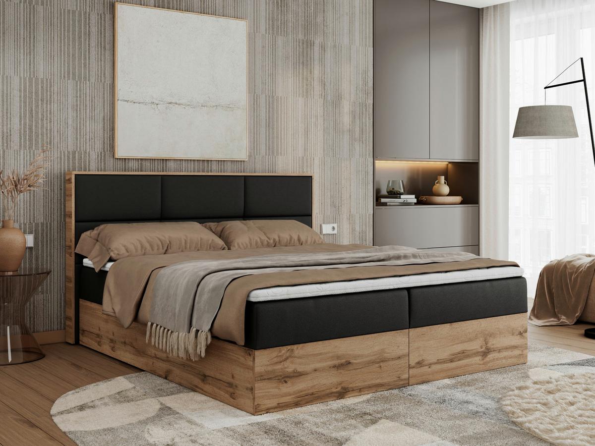 BOXBETT ALBERO 2 - 140/200 Schwarz Kunstleder - H4 - Schwarz, Holz/Textil (140/200cm) - MKS