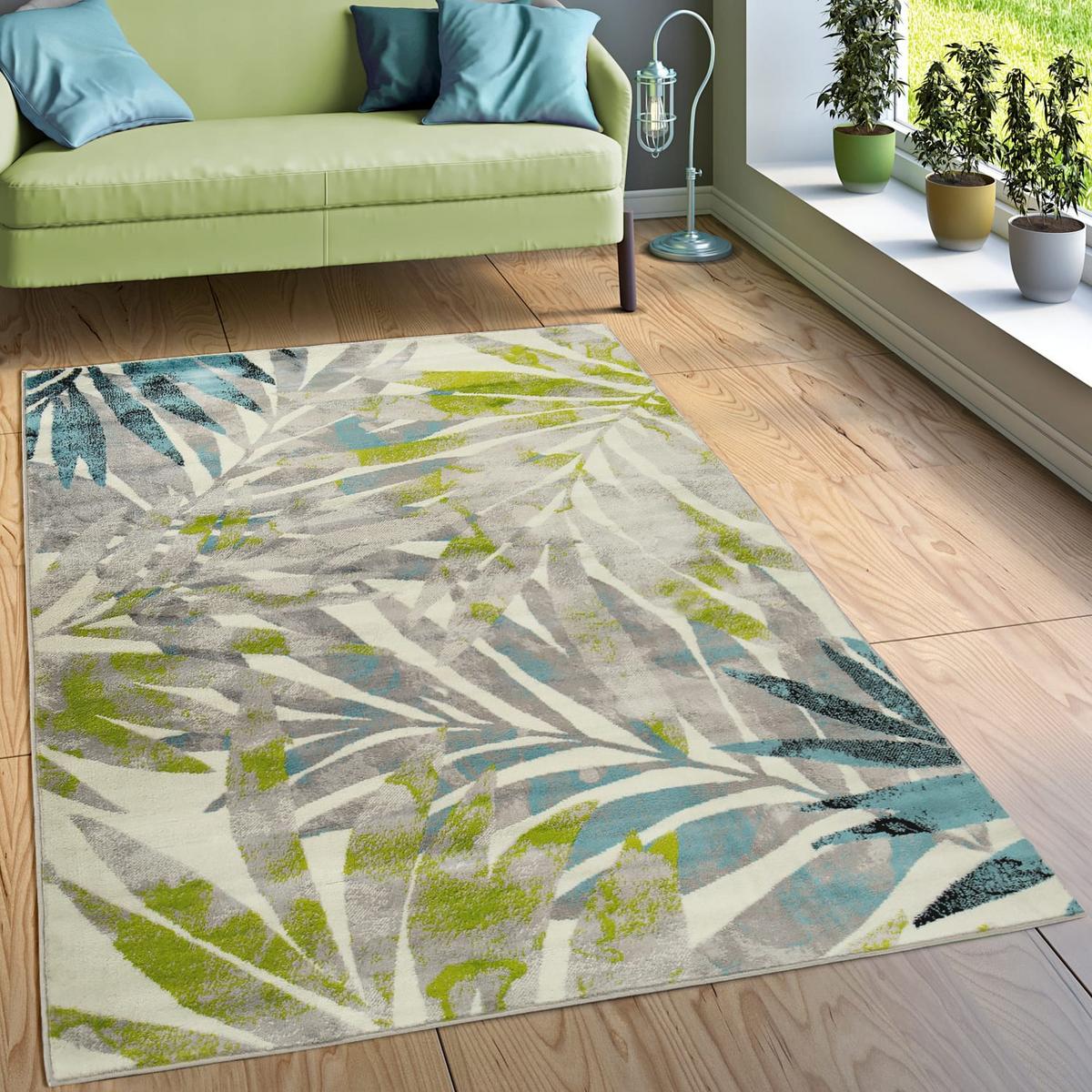 KURZFLORTEPPICH, mit Blätter-Motiv, Mehrfarbig, 80 x 150 cm - Multicolor, Textil (150/80cm) - KADIMA DESIGN