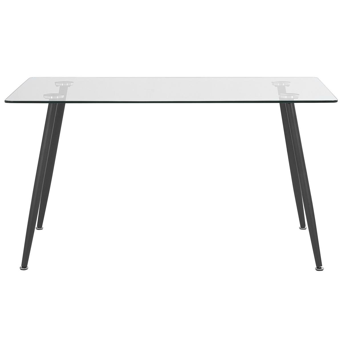 ESSTISCH 140/80/74 cm Transparent, Schwarz Rechteckig Midland - Transparent, Glas (140/80/74cm) - Beliani