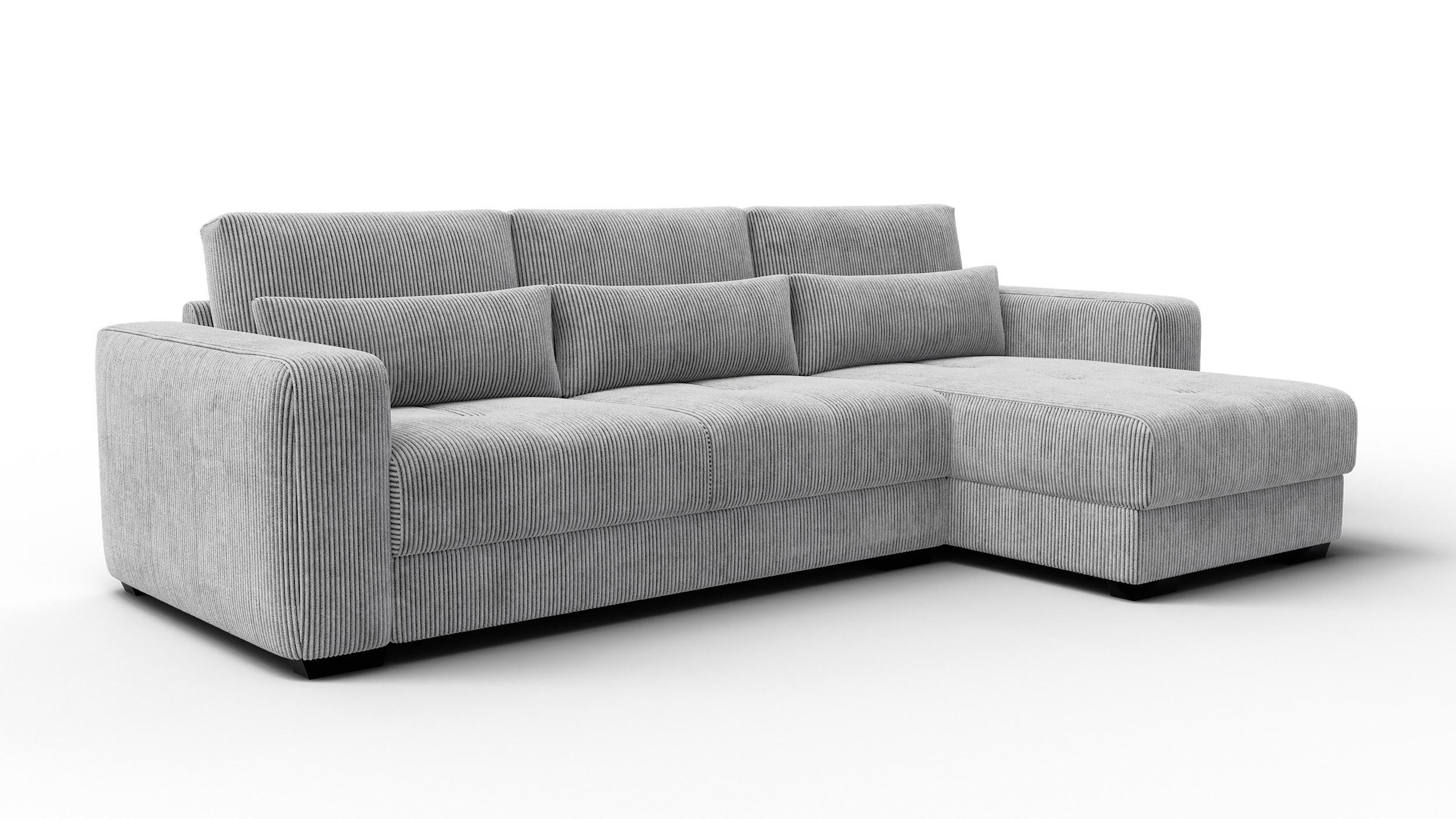 ECKSOFA OLI 4-Sitzer rechts, hellgrau - Hellgrau, Holz/Textil (295/172cm) - Wozimo
