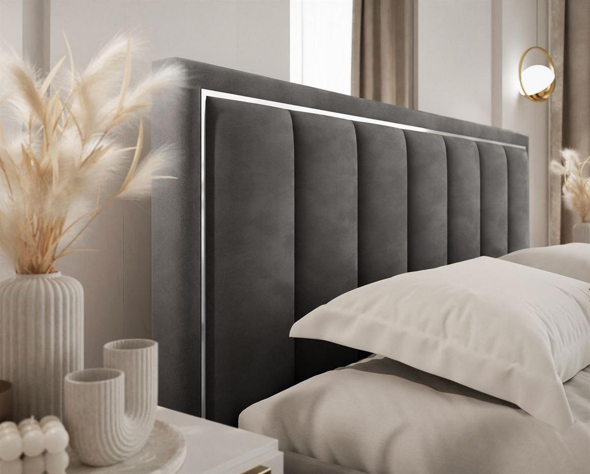 POLSTERBETT AURELIA SILVER mit Stauraum und Metallrahmen 120x200 Jasmine 96 - Hellgrau, Textil (120/200cm) - Lookway
