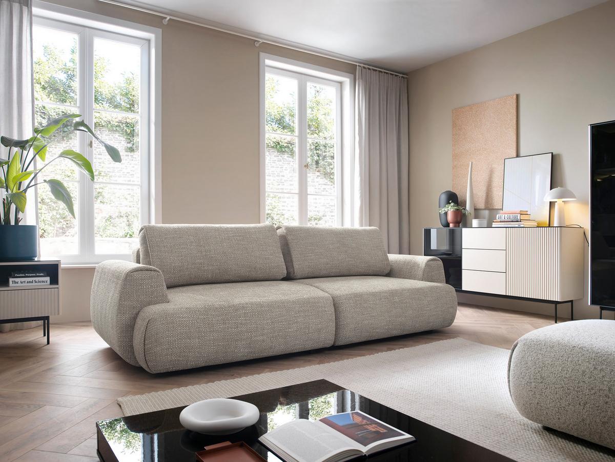 BETTSOFA ZEST Grau Chenille-Stoff mit Schlaffunktion - Grau, Textil (106/81/260cm) - MASSENO