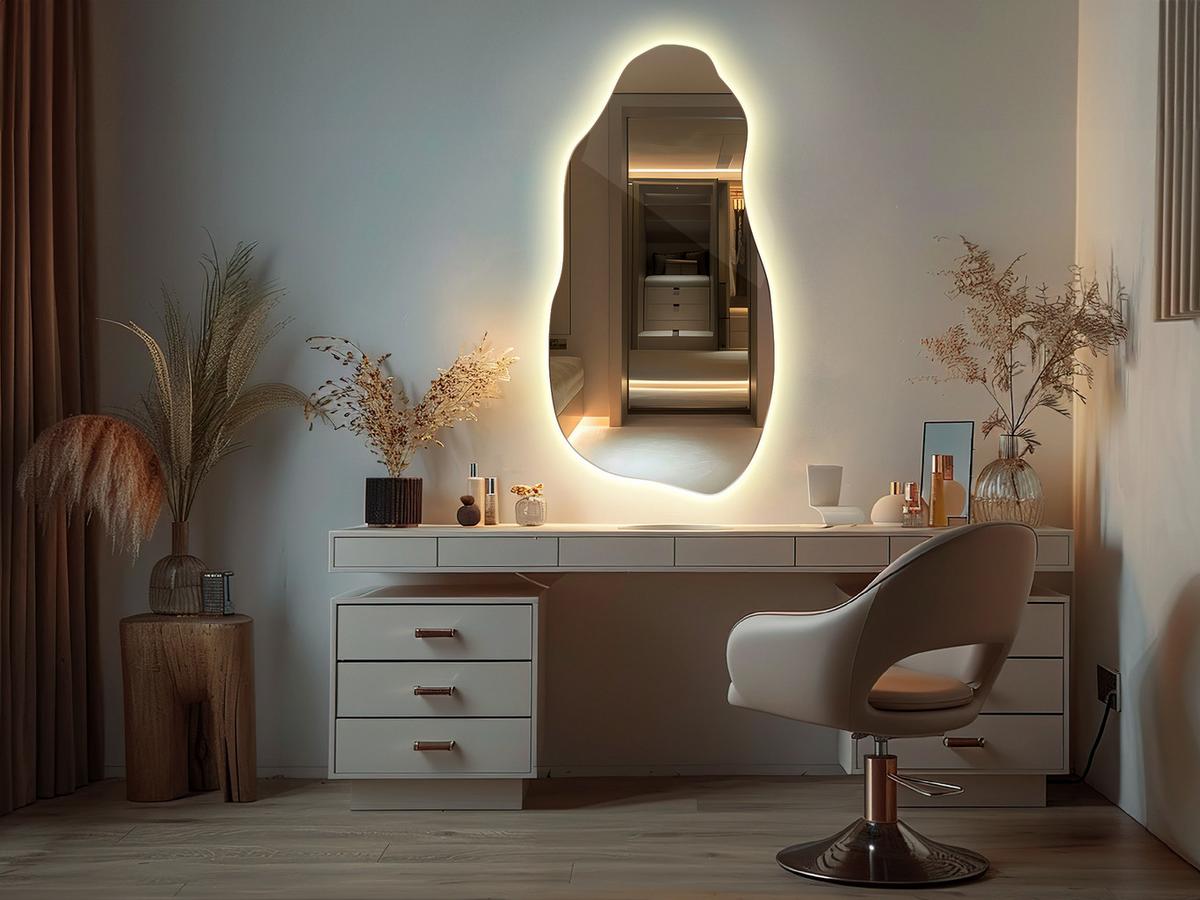 LED-SPIEGEL 40x80 cm Warmweiß 3000K - Gelb, Glas (80/40/0.4cm) - TULUP
