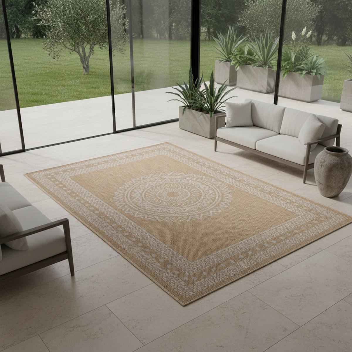 TEPPICH Outdoor KASBERG in Beige, im Vintage-Stil, aus Polypropylen, 80 x 150 cm - Beige, Textil (150/80cm) - KADIMA DESIGN