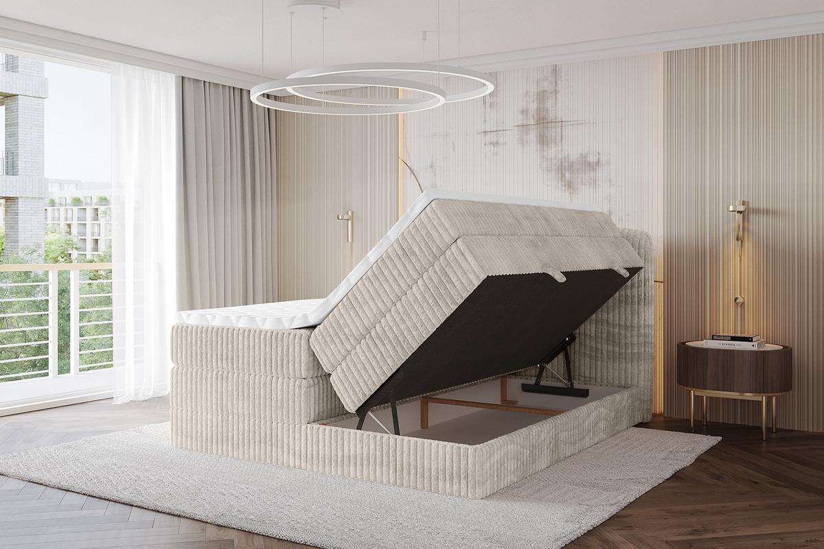 BOXBETT mit Matratze H3|H4 - NINA KING - 200x200 cm - Creme - Creme, Holzwerkstoff (200/200cm) - ALTDECOR