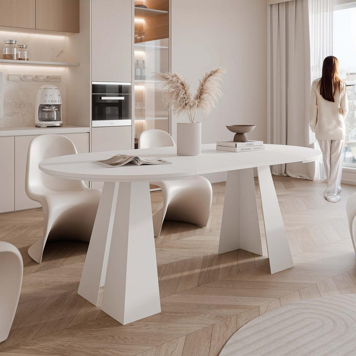AUSZIEHTISCH FORTE 120/76 cm, Weiß - Weiß, Holzwerkstoff/Metall (120/120/76cm) - Idohome