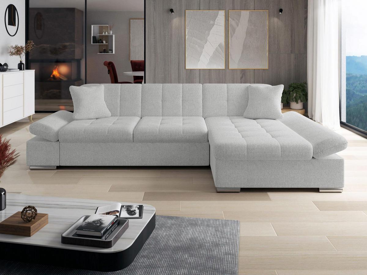 ECKSOFA Montana, Seite: Rechts - Edelstahlfarben, Holz/Textil (278/161cm) - MIRJAN24