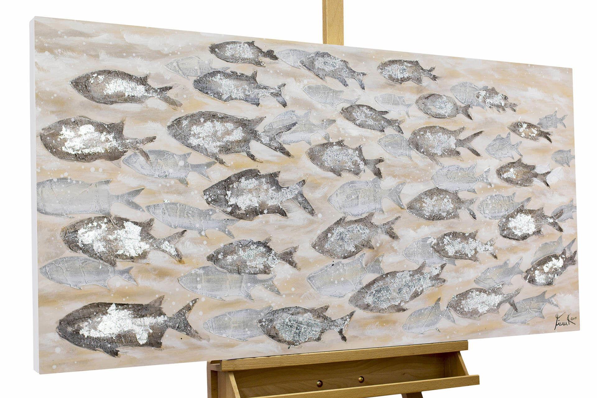 ACRYLBILD HANDGEMALT 120/60 cm - Beige/Grau, Holz/Textil (120/60cm) - KUNSTLOFT
