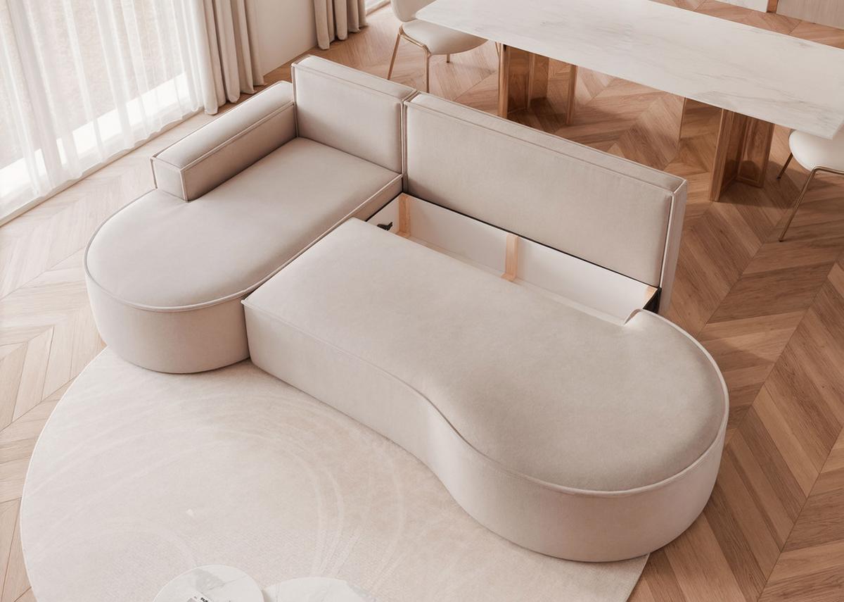 ECKSOFA SOFIA mit Schlaffunktion und Bettkasten Beige - Beige, Holzwerkstoff/Kunststoff (277/157cm) - Idohome
