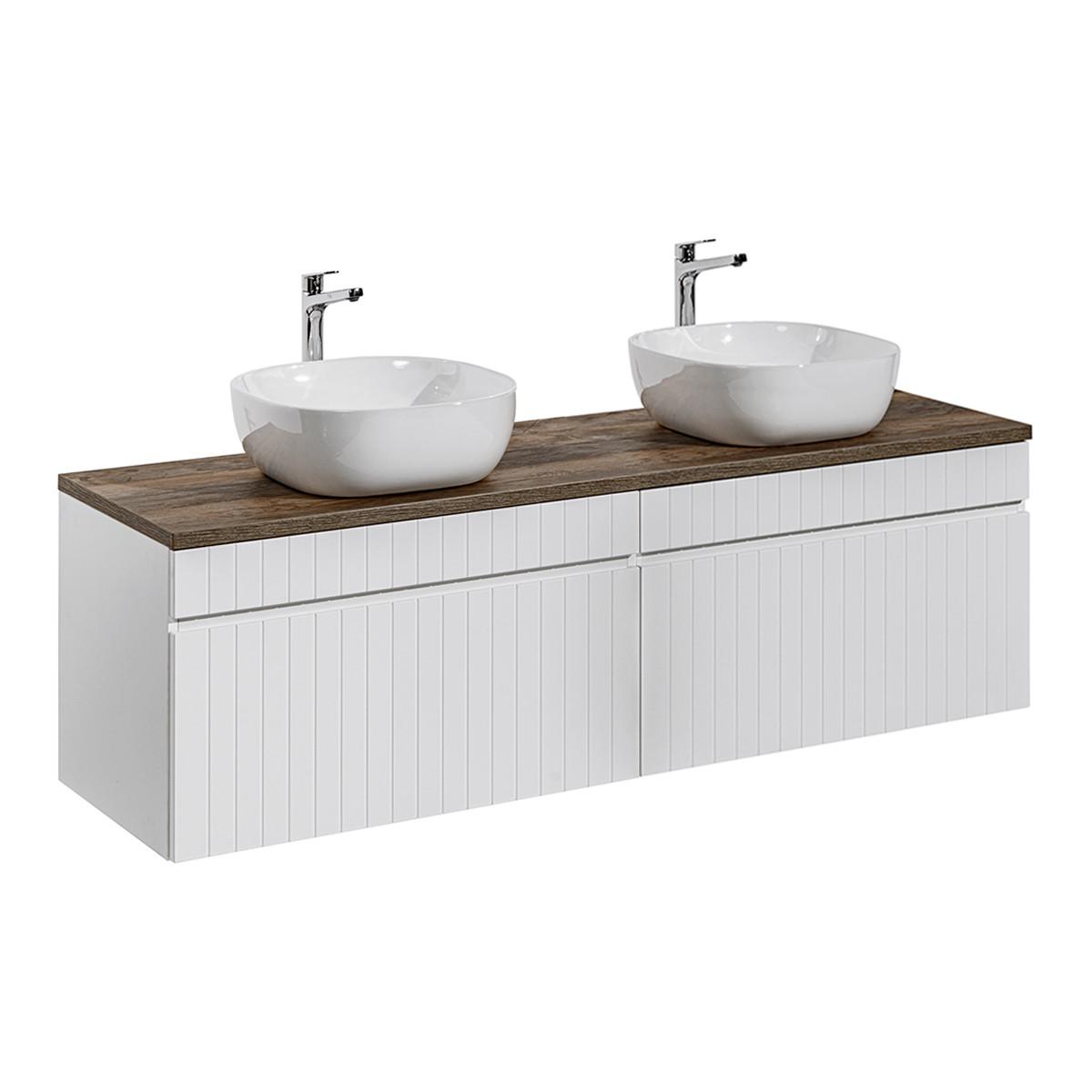 BADMÖBEL 160cm Zelie 2er-Set Weiß - Weiß, Holzwerkstoff (160/48/46cm) - Petits-meubles