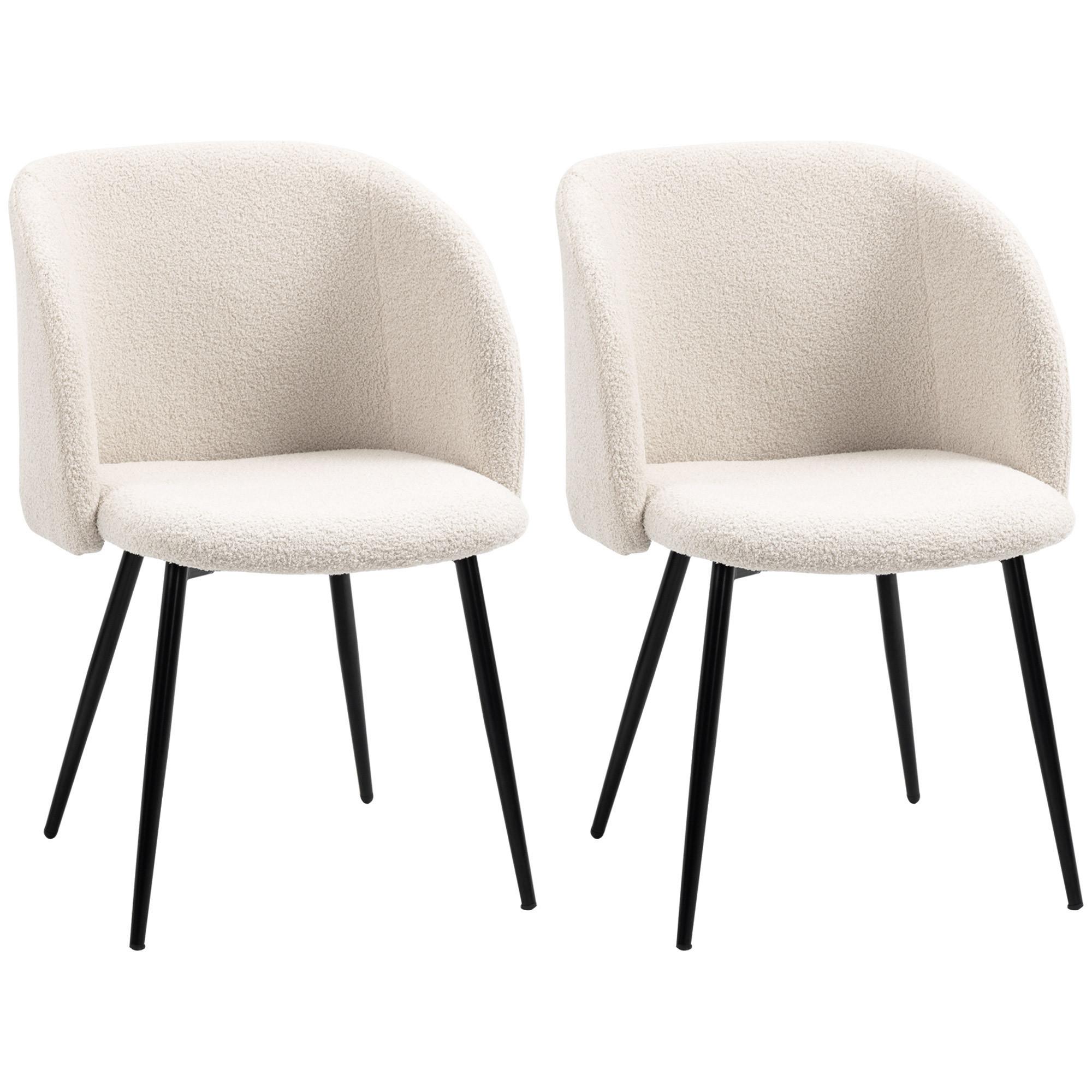 ESSSTÜHLE 2er Set Polyester Stahl Cremeweiß - Creme/Schwarz, Textil/Metall (62/80/55cm) - HOMCOM