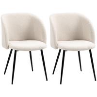 ESSSTÜHLE 2er Set Polyester Stahl Cremeweiß - Creme/Schwarz, Textil/Metall (62/80/55cm) - HOMCOM