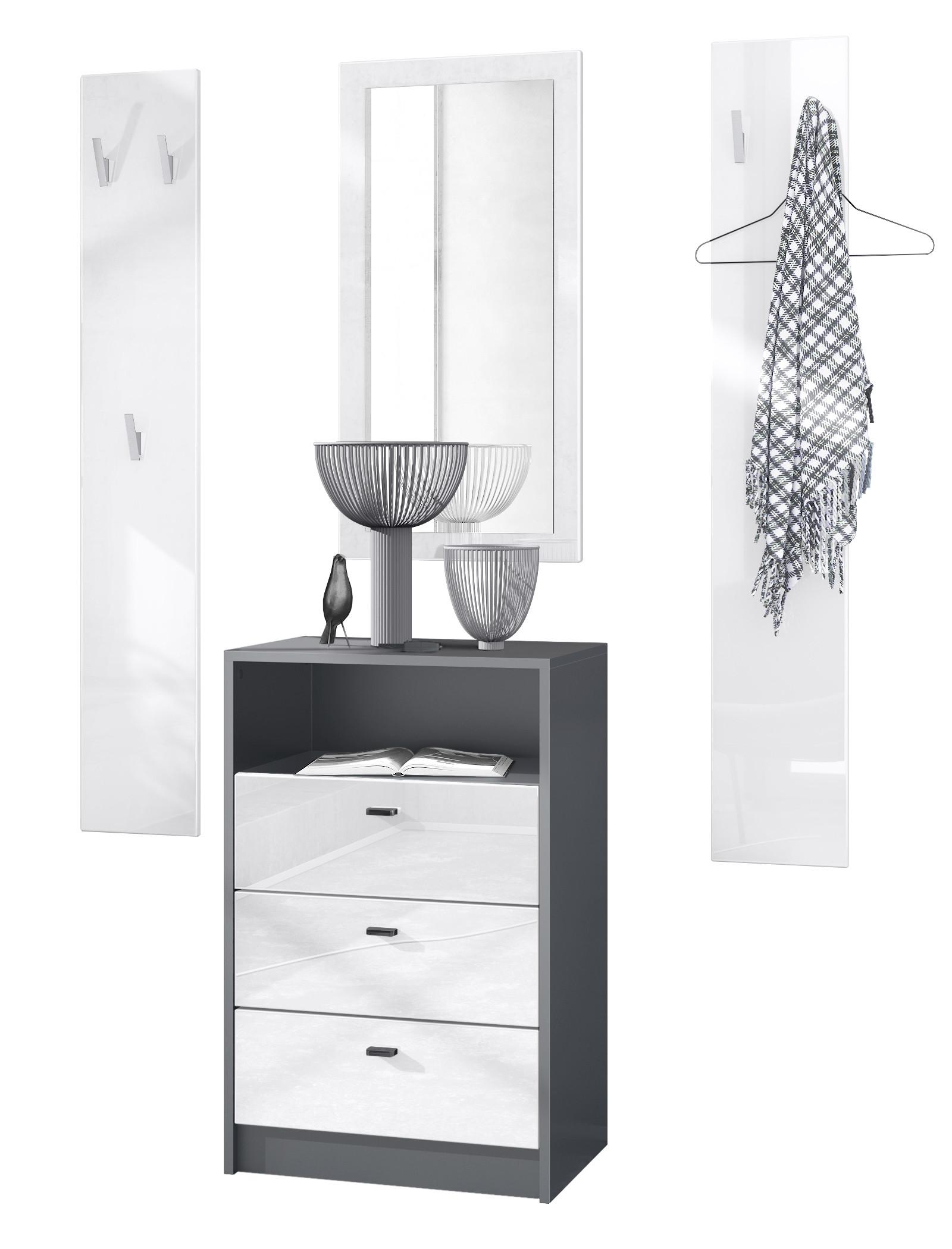 GARDEROBE Pino Weiß Hochglanz - Weiß Hochglanz, Holzwerkstoff (135/190/36cm) - Vladon
