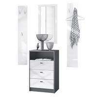 GARDEROBE Pino Weiß Hochglanz - Weiß Hochglanz, Holzwerkstoff (135/190/36cm) - Vladon