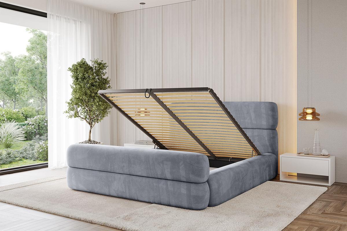 POLSTERBETT mit Bettkasten, Fußteil und Lattenrost, Boxbett ohne Matratze - ENORA-Z 180x200 Grau - Grau, Holzwerkstoff/Textil (180/200cm) - ALTDECOR