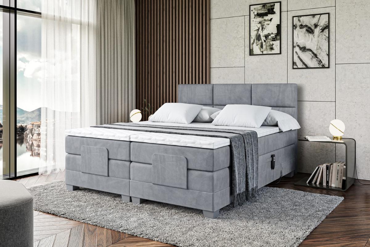 BOXSPRINGBETT elektrisch verstellbar mit 2 Matratzen H4/Taschenfederung PROT EL 160 x 200 Hellgrau - Hellgrau, Holzwerkstoff (167/200cm) - ALTDECOR