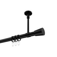 GARDINENSTANGE Sonette Sitra 360 cm (geteilt in 2 x 180 cm), 1-läufig, 20 mm Ø Schwarz - Schwarz, Metall (360cm) - INTERDECO