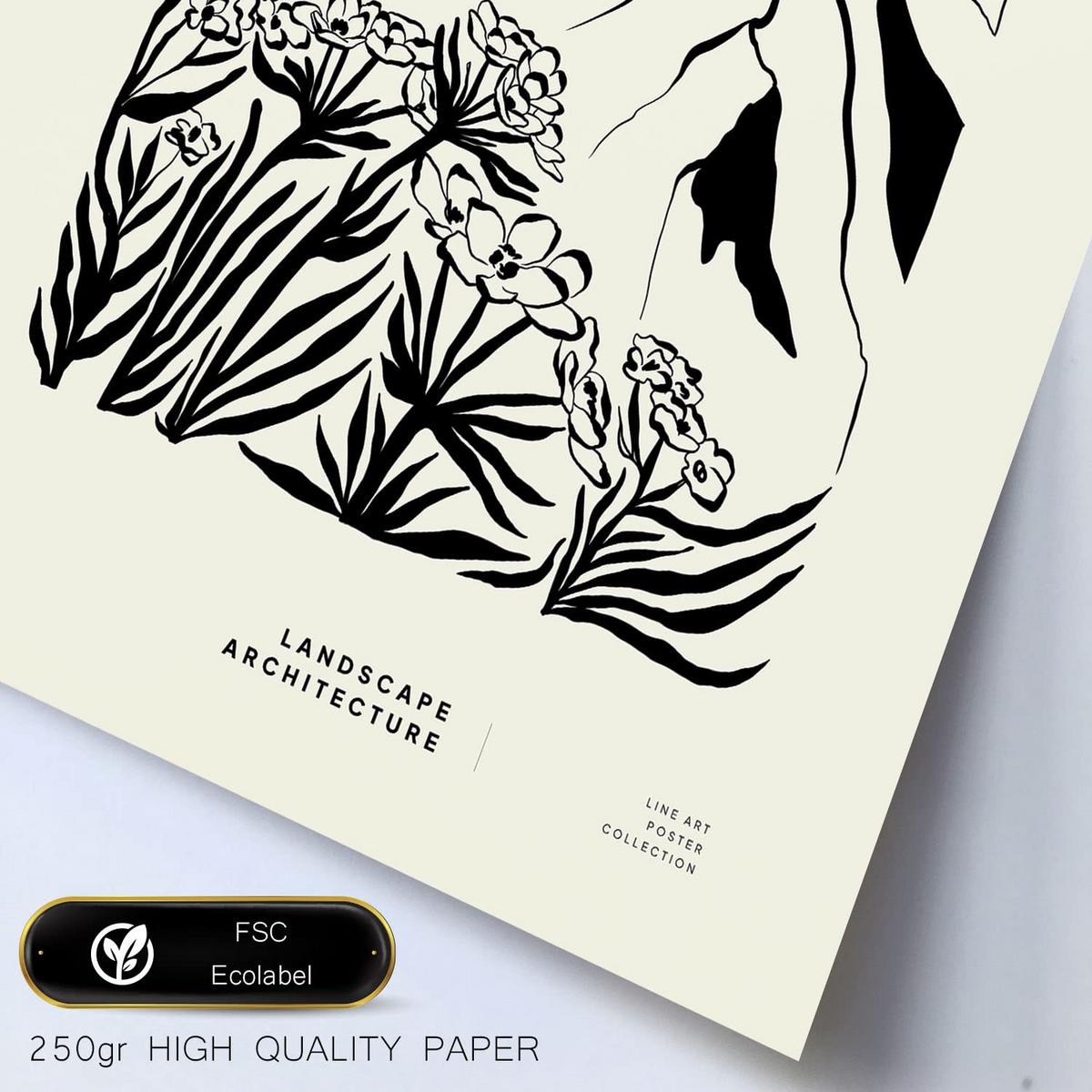 POSTER Set Mit 6 In Schwarzer Tinte Ecken Künstlerische Und Abstrakte Drucke Für Innenarchitektur A3 & A4 Schwarzer Rahmen - Schwarz, Papier (29/3cm) - Nacnic