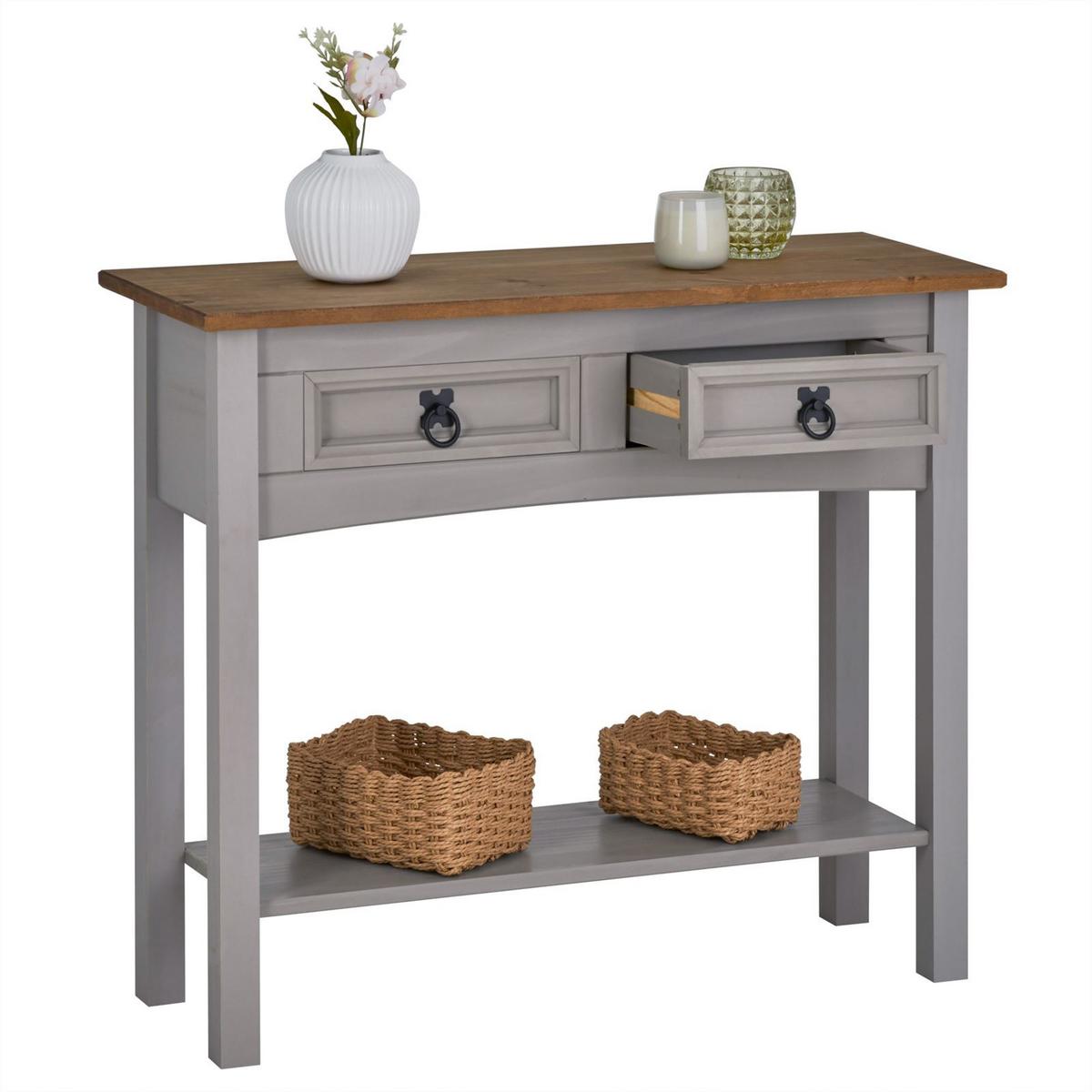 KONSOLENTISCH RAMON grau/natur - Naturfarben/Grau, Holz (32/87/73cm) - CARO-Möbel