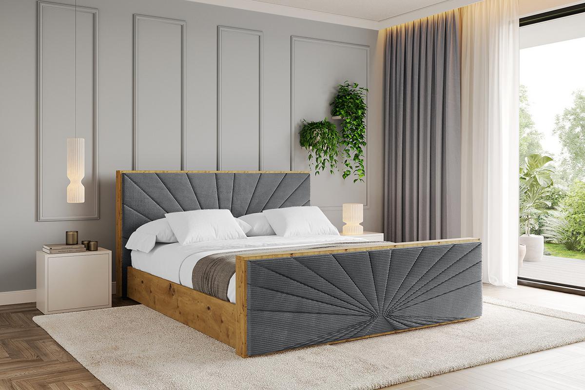 POLSTERBETT mit Bettkasten, Fußteil und Lattenrost, Boxbett mit Matratze H3/H4 - ENZO6-Z 120x200 Dunkelgrau - Anthrazit, Holzwerkstoff/Textil (120/200cm) - ALTDECOR