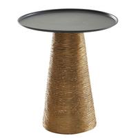 BEISTELLTISCH – Rund Aluminium Schwarz Gold Muster handgefertigt 40x40 cm - Goldfarben, Metall (40/40/45cm) - KADIMA DESIGN