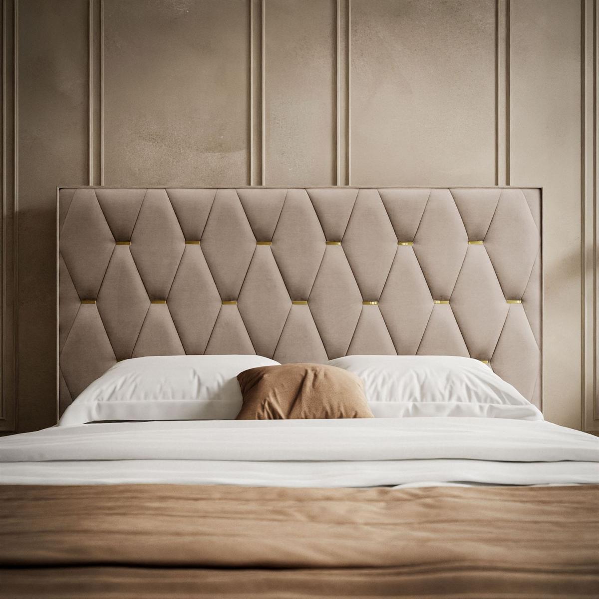 POLSTERBETT IZOLDA mit hohem Kopfteil 140x200 cm Royal Velvet 176 - Beige, Textil - Lookway
