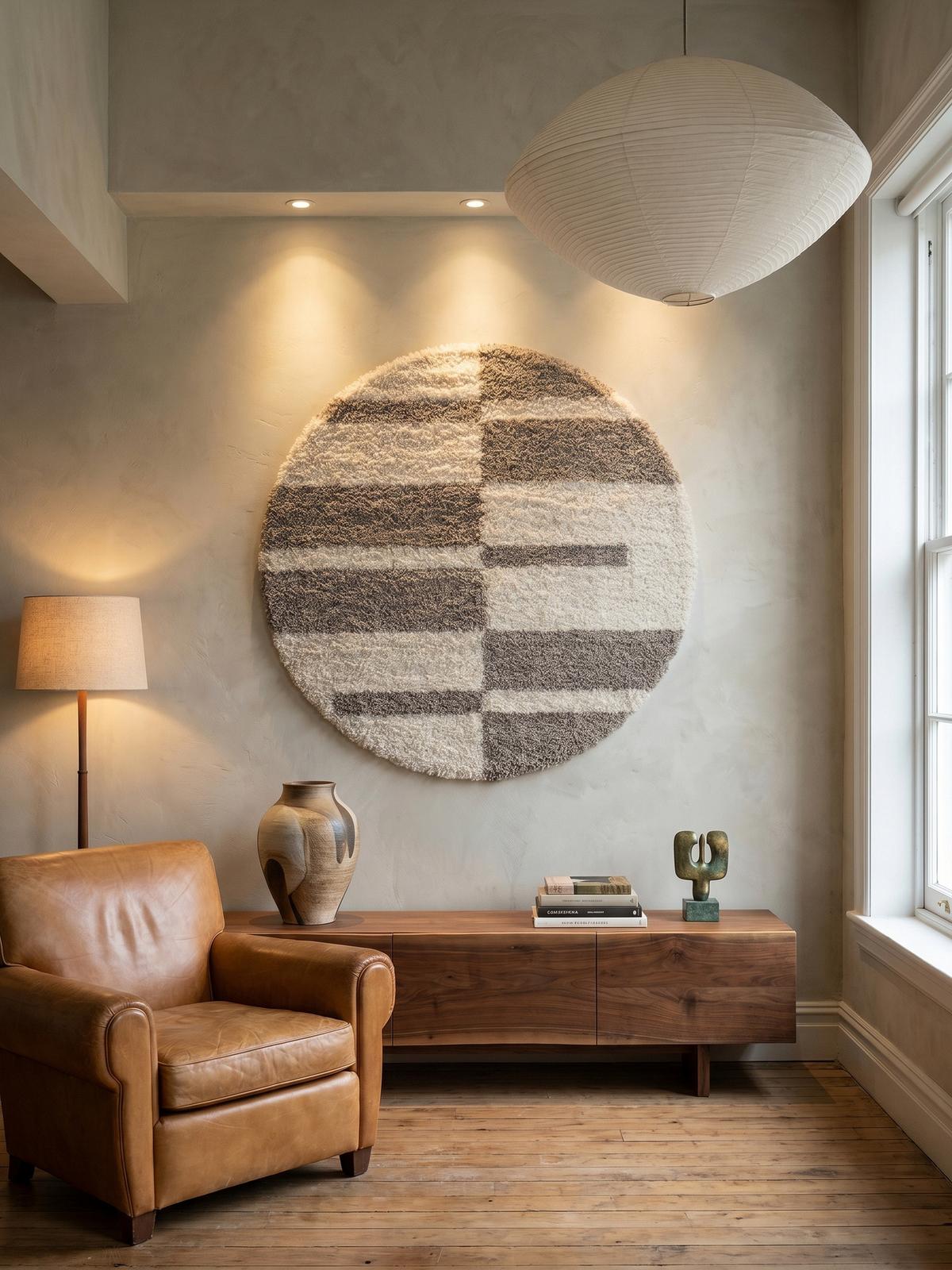 TEPPICH Hochflor WERFEN in Beige, kariert, Ø 80 cm - Beige, Textil (80/80cm) - KADIMA DESIGN