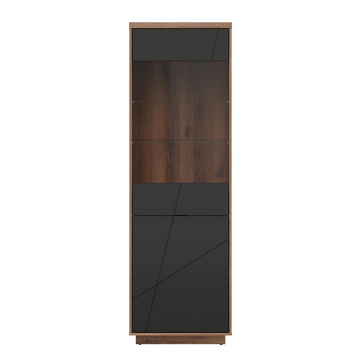 VITRINE Sven Schwarz und Holz - Schwarz, Holzwerkstoff (64/201/43cm) - Petits-meubles