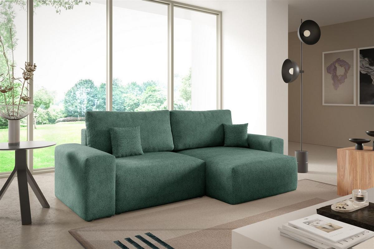 ECKSOFA Arona Xs Mit Schlaffunktion - Grün, Holzwerkstoff/Textil (255/148cm) - Fun Möbel
