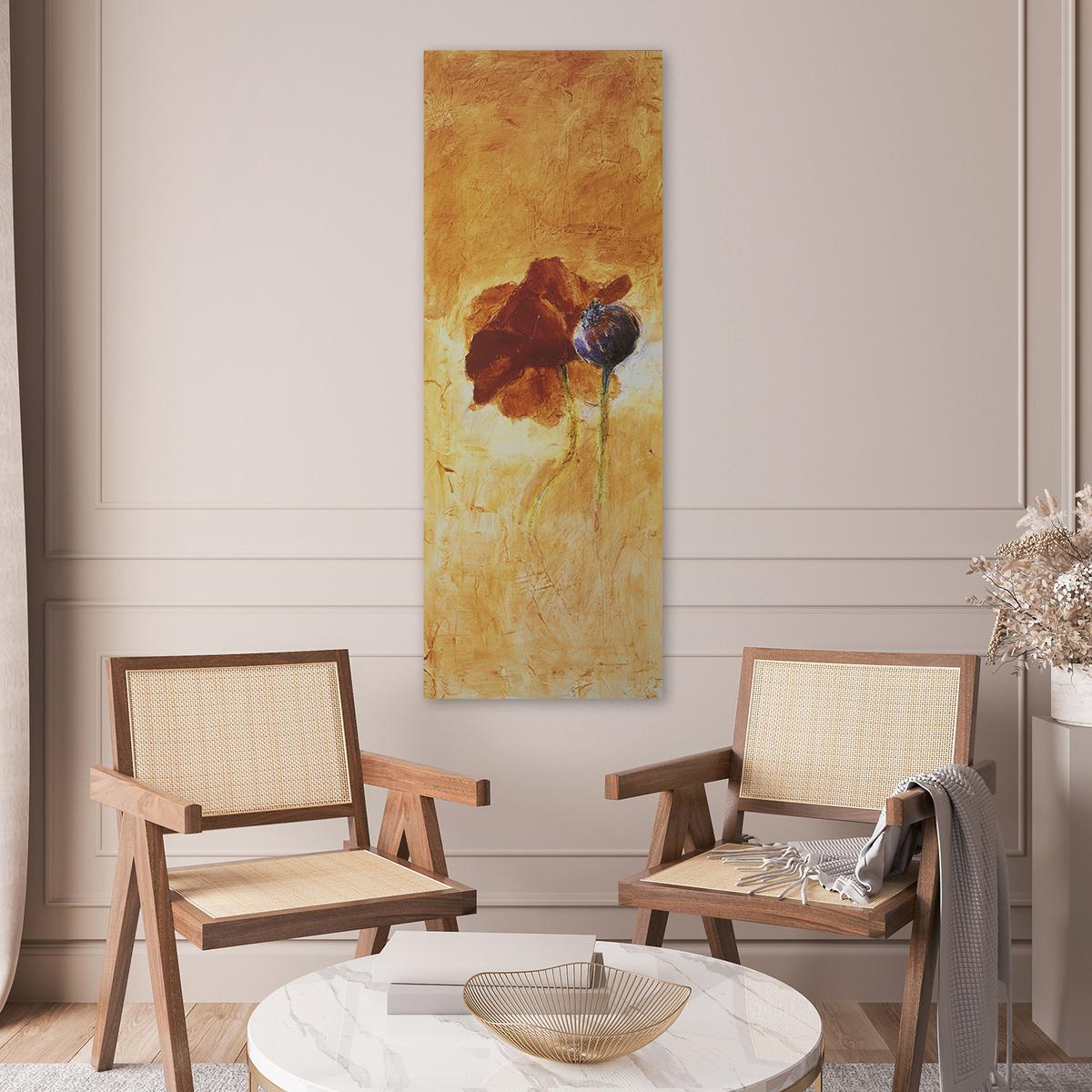 WANDBILD gemalte mohnblume - Braun, Textil (30/90cm) - Feeby