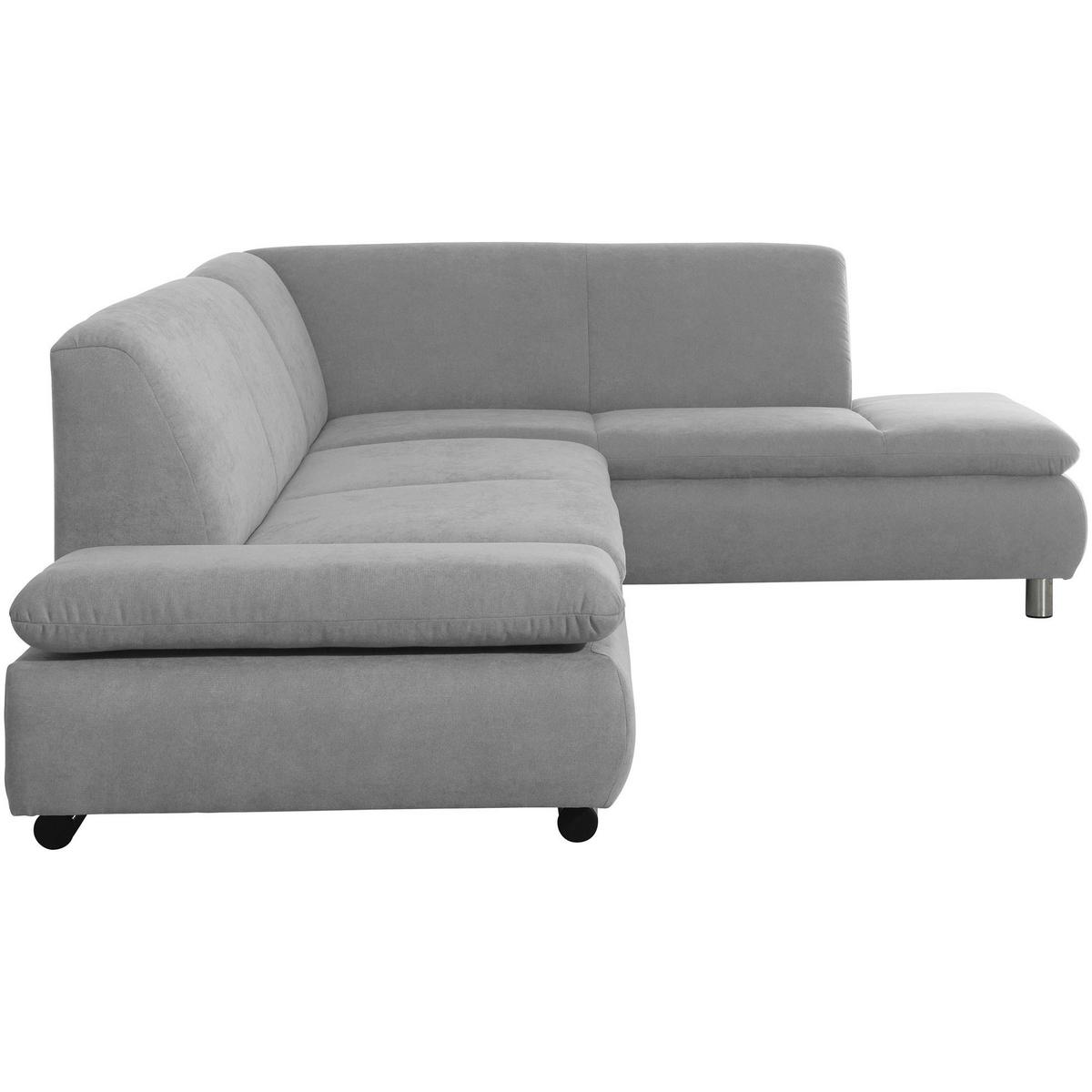 ECKSOFA mit Ottomane rechts Kaye Flachgewebe hellgrau - Hellgrau, Kunststoff (190/270cm) - 58aufmkessel