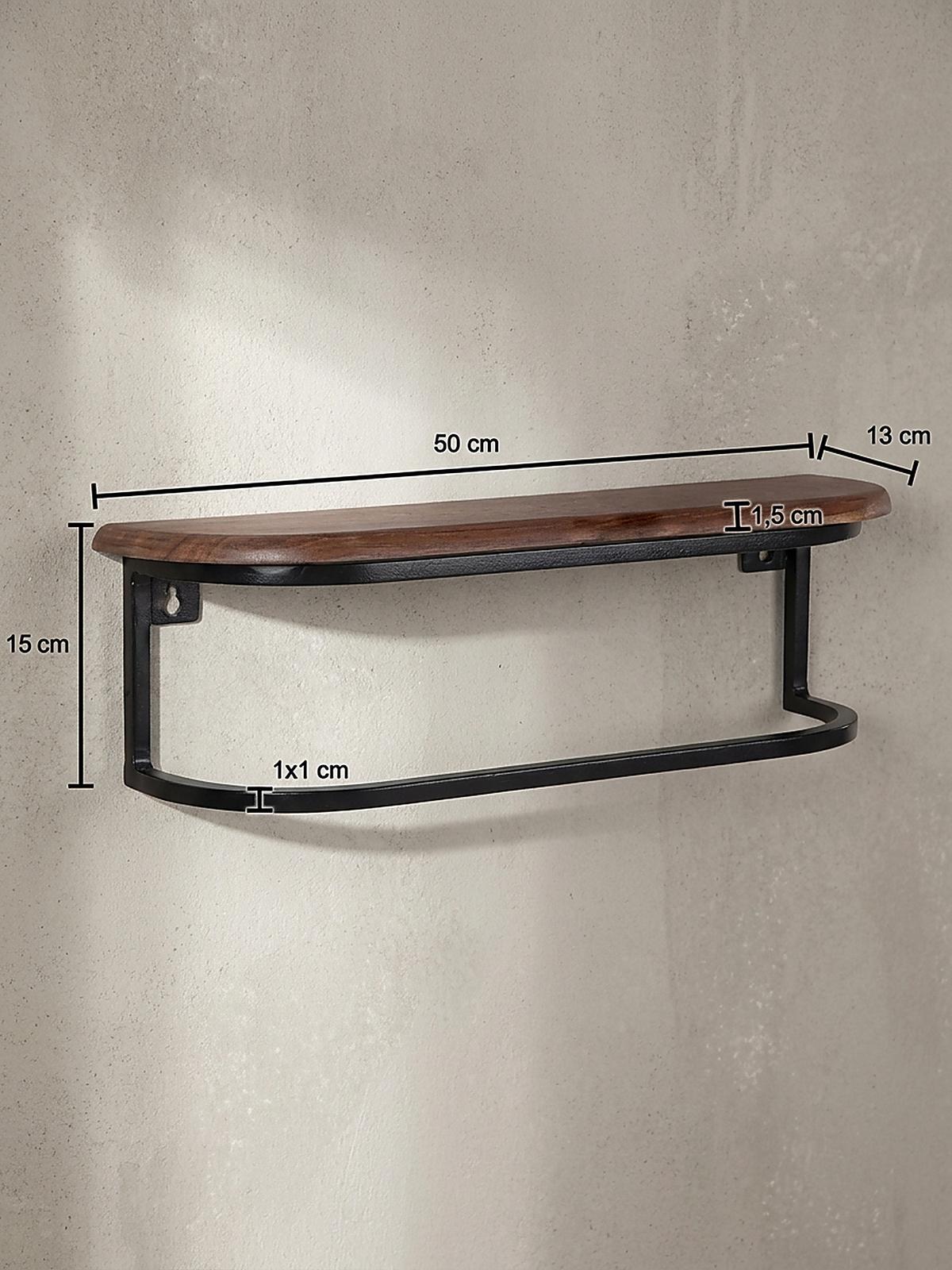 WANDREGAL Massivholz Metall Industrial Stil 50x15x13 cm - Schwarz/Braun, Holz/Metall (50/15/13cm) - KADIMA DESIGN
