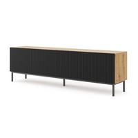 TV LOWBOARD Artisan Eiche, Schwarz, Schwarz 200/58/42 - Schwarz/Eiche Artisan, Holzwerkstoff (200/58/42cm) - RAUMHIRSCH FURNITURE