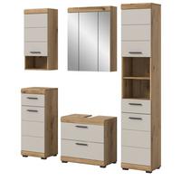 BADMÖBEL-SET Sand Kaschmir, Evoke Eiche, Badkombination 5-teilig 164 cm - Kaschmir/Eichefarben, Glas/Holzwerkstoff (164/191/34cm) - Inn.Furn