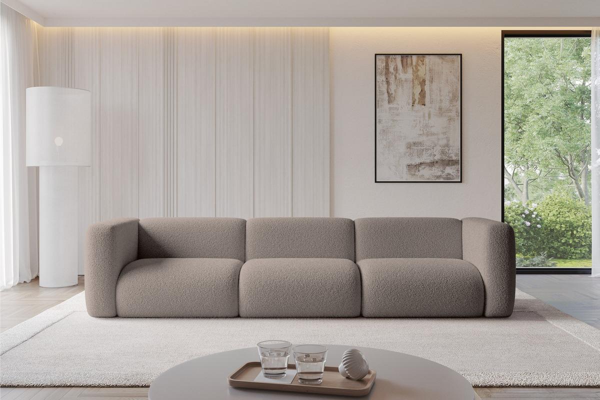 MODULARES Sofa 3-SITZER MIRA-S2 319x89x70 Braun cm Bouclé - Dunkelbraun/Schwarz, Holzwerkstoff/Kunststoff (319/70/89cm) - ALTDECOR