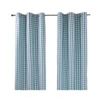 ÖSENVORHANG Karomuster blickdicht 2er-Set, 117/137 cm - Blau, Textil (117/137cm) - Homescapes