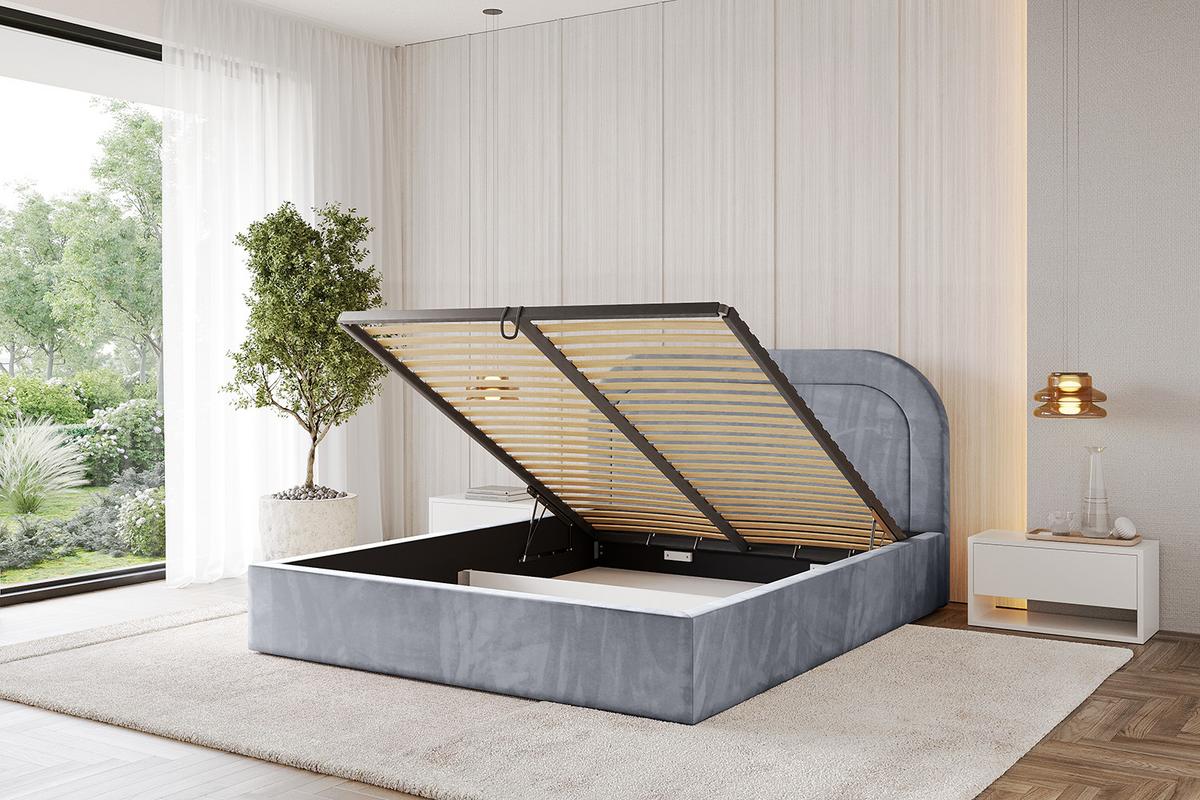 POLSTERBETT mit Bettkasten und Lattenrost, Boxbett ohne Matratze - LERAY 120x200 Grau - Grau, Holzwerkstoff/Textil (120/200cm) - ALTDECOR