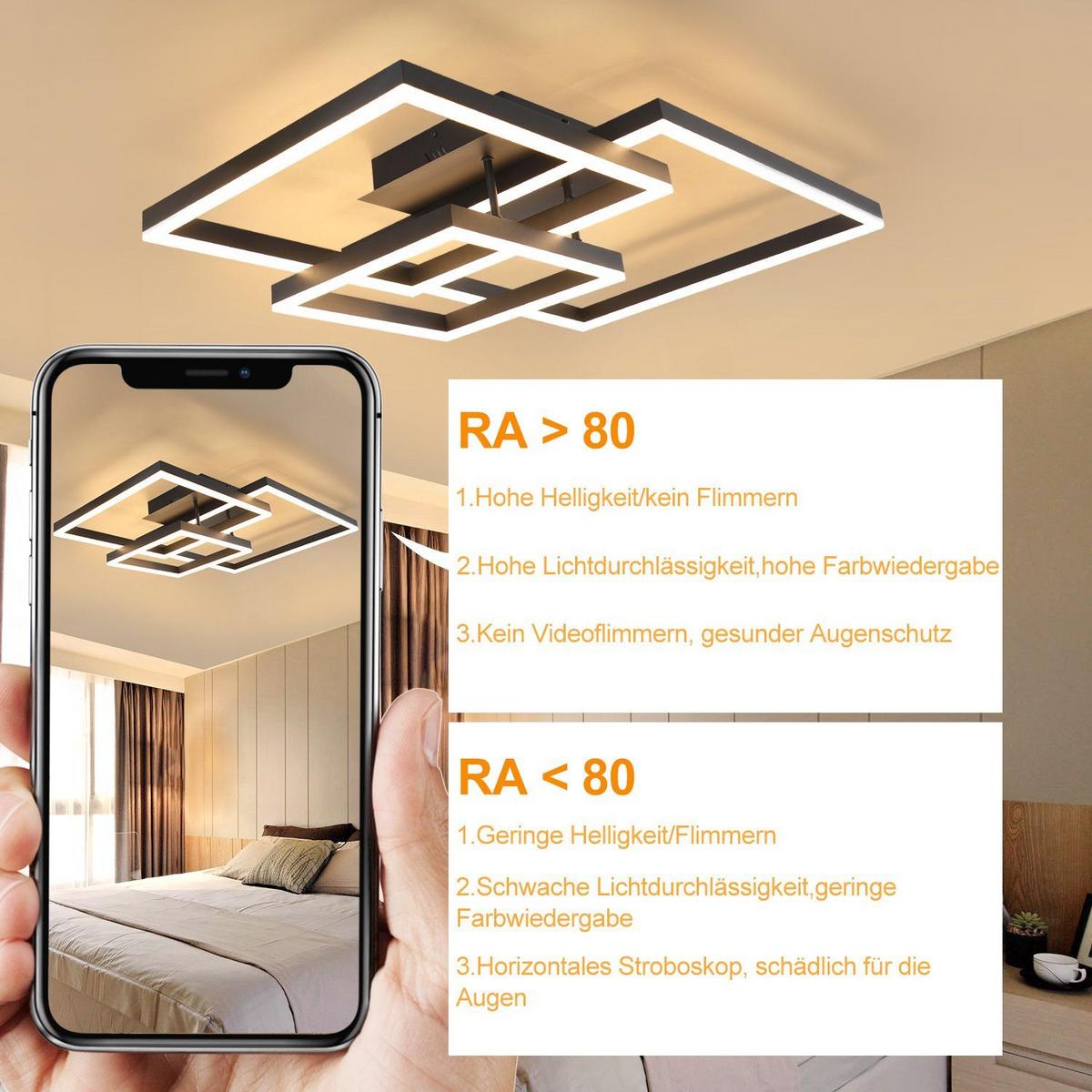 LED-DECKENLEUCHTE Lais 82/58/16 cm - Schwarz, Metall (82/58/16cm) - Nettlife