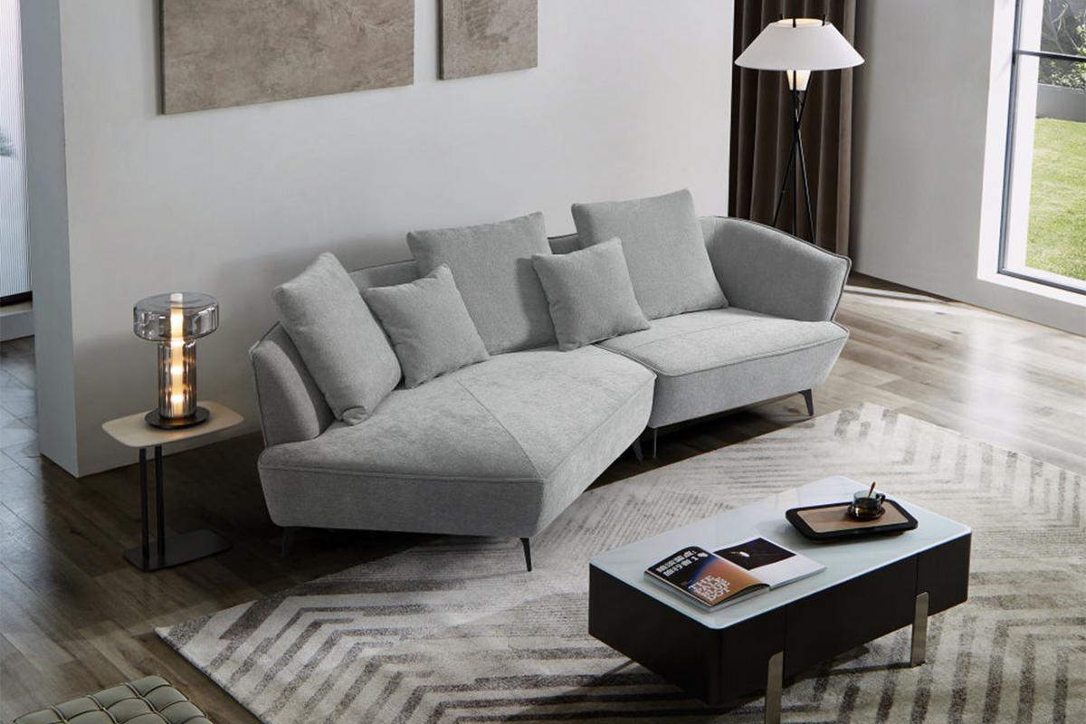 DESIGNSOFA GARBO Grau Webstoff - Schwarz/Grau, Textil/Metall (280/92/158cm) - KAWOLA
