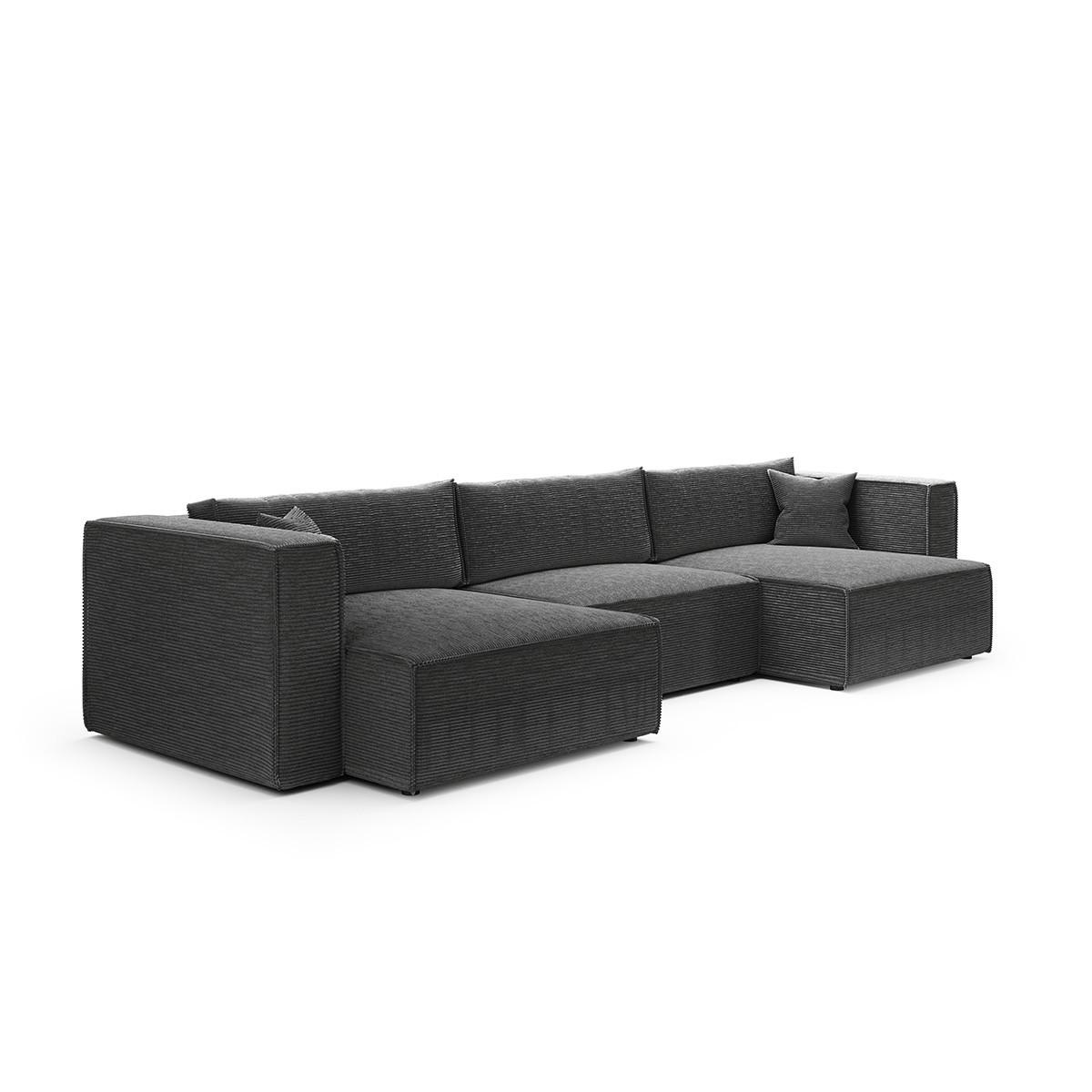 PANORAMASOFA Jimmy 5 Sitzplätze Grau - Grau, Holz (348/77/148cm) - Petits-meubles